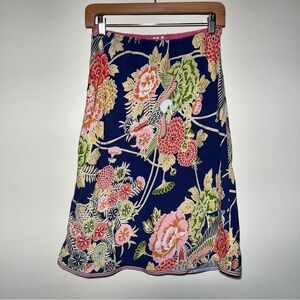 Lux Rayon Floral Bird Print Skirt